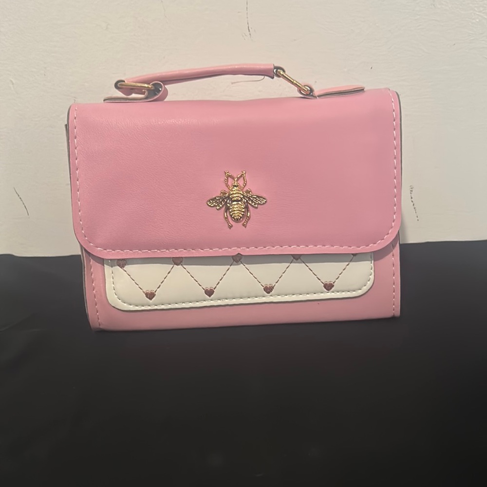 Pink and White Handbag